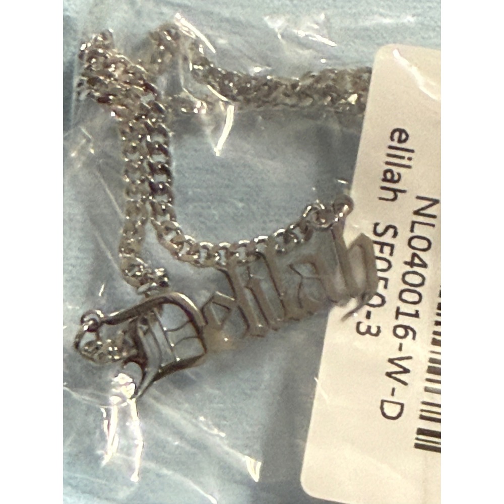 Delilah Nameplate Necklace Silver Tone Gothic Old English Font NL040016-W-D